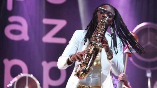 Saxophonist Lakecia Benjamin performing at the festival